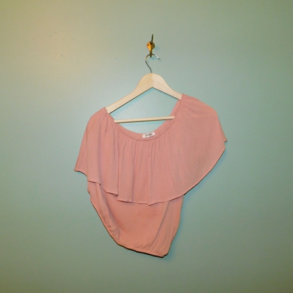 Off the shoulder soft pink top